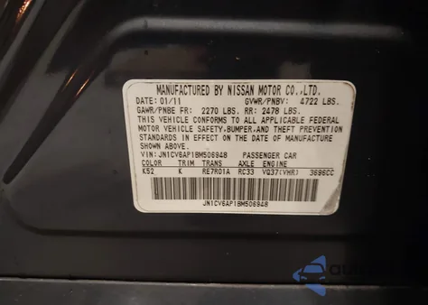 2011 Infiniti G37 Journey z USA, uszkodzony, nr VIN JN1CV6AP1BM506948